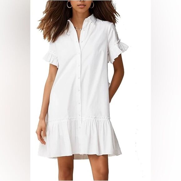 J Crew Amelia Shirtdress in Cotton Poplin White size L‎ NWT in packaging - Picture 3 of 7